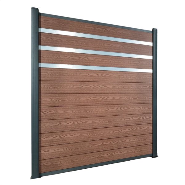 DeToWood WPC Sichtschutzzaun Premium Braun mit Zierleisten