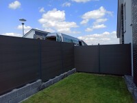 WPC Sichtschutzzaun Royal Plus Anthrazit Set Alu Pfosten  3 Element & 4 Pfosten Zum Einbetonieren 240 cm