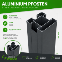 Royal Alu Zaunpfosten 70 x70 x1850 mm Anthrazitgrau RAL 7016