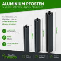 Royal Alu Zaunpfosten 70 x70 x 2400 mm Anthrazitgrau RAL 7016