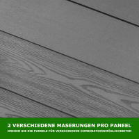 WPC Sichtschutzzaun Premium Steingrau mit Decoreinsatz