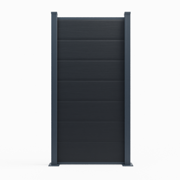 WPC Sichtschutzzaun Royal Plus mit Alu Ober-/Unterschiene | Anthrazitgrau 181x90