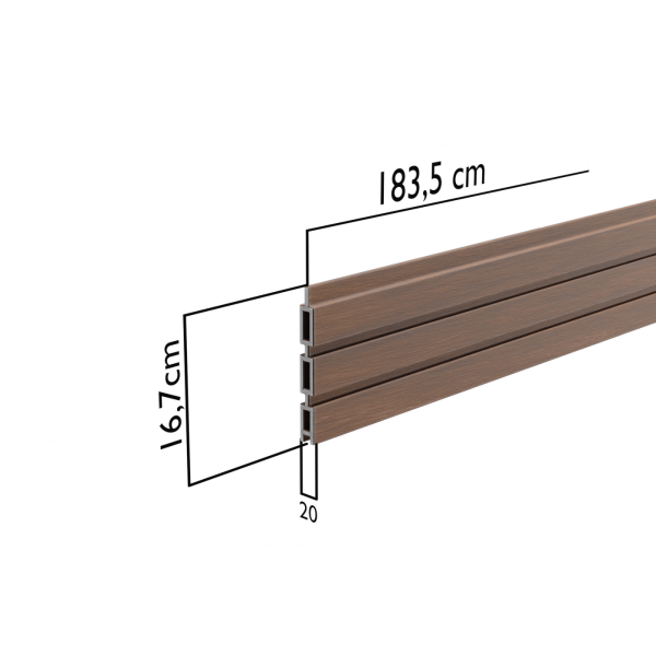 WPC Zaunbrett Royal Fineline Braun – 1835 x 167 x 20 mm | Detowood ( 1 Stück )