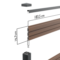 WPC Sichtschutzzaun Royal Fineline Braun inkl. Alu Start-/ Endleiste Zaunpfosten