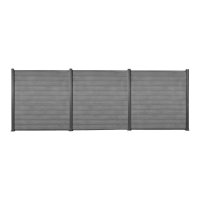 WPC Sichtschutzzaun Premium Grau Inkl. Alu Pfosten Anthrazit Gartenzaun