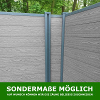 WPC Sichtschutzzaun Premium Grau Inkl. Alu Pfosten Anthrazit Gartenzaun