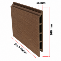 WPC Wandverkeidung in teakbraun mit Coex Beschichtung 4 Meter