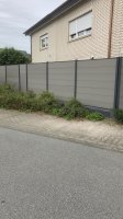 WPC Sichtschutzzaun Royal Plus Alu Ober-/Unterschiene | Steingrau 181x187 cm