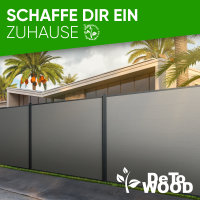 WPC Sichtschutzzaun Royal Plus Alu Ober-/Unterschiene | Steingrau 181x187 cm